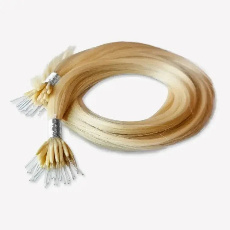 Nano ring hair extensions by LJM Hair — 100% double drawn Virgin Remy hair, heat-free and damage-free fitting