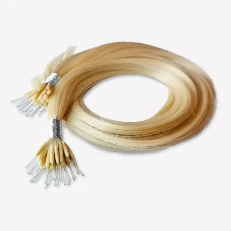 Nano ring hair extensions by LJM Hair — 100% double drawn Virgin Remy hair, heat-free and damage-free fitting