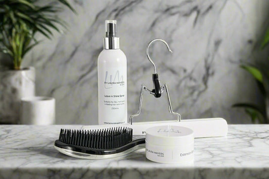 Exclusive Hair Extension Care Set by Laura Mayers | Hanger, Boost, Brush & Shine - By Laura Mayers