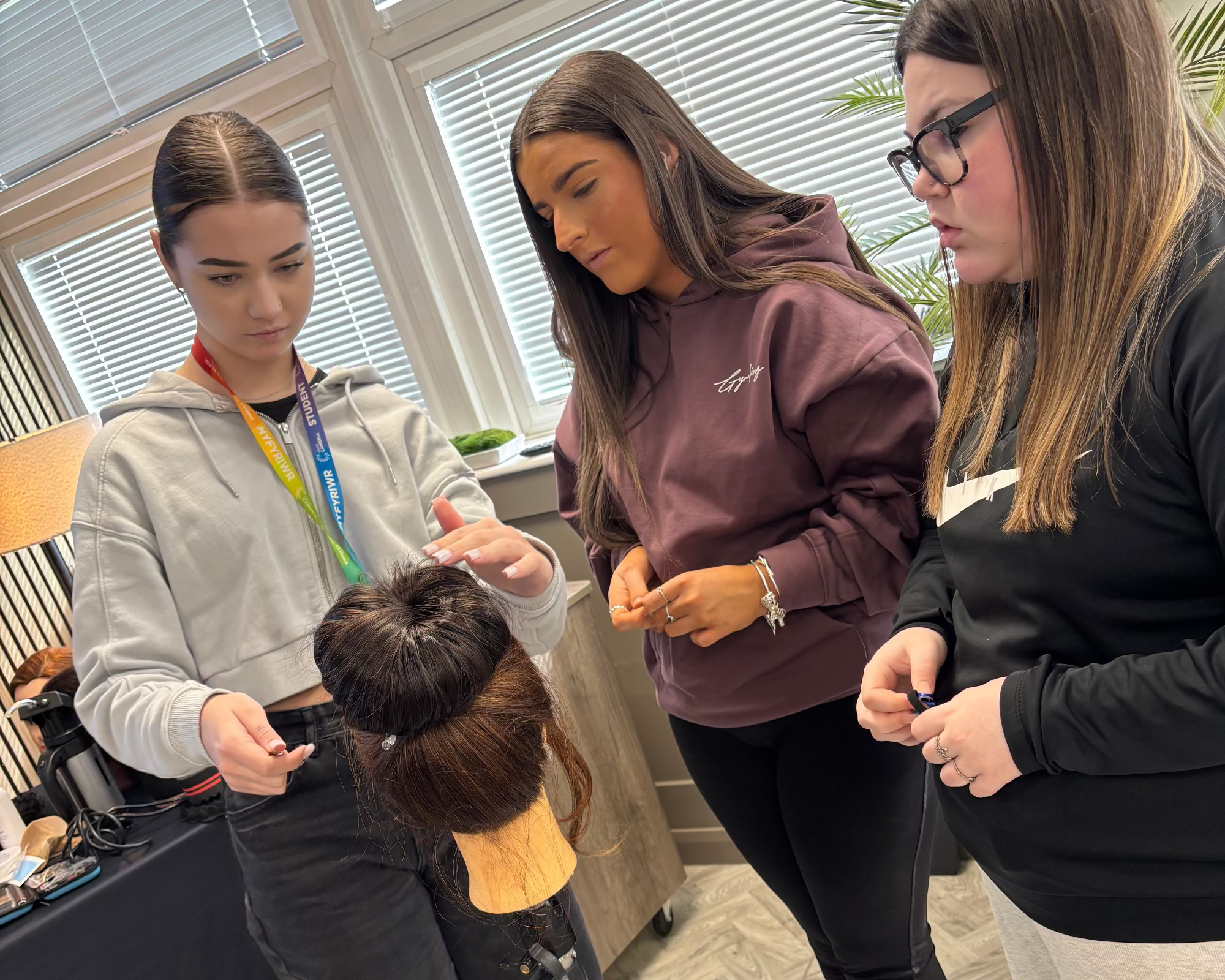 Level 3 Hairdressing learners during alternative hair training