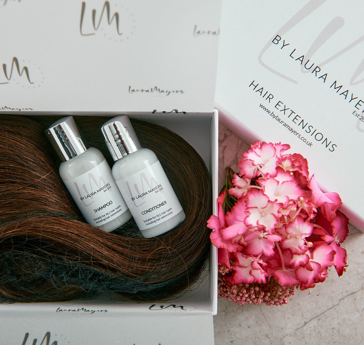 Hair Extensions in a Laura Mayers box