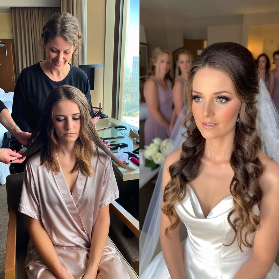 Wedding hair updo with extensions